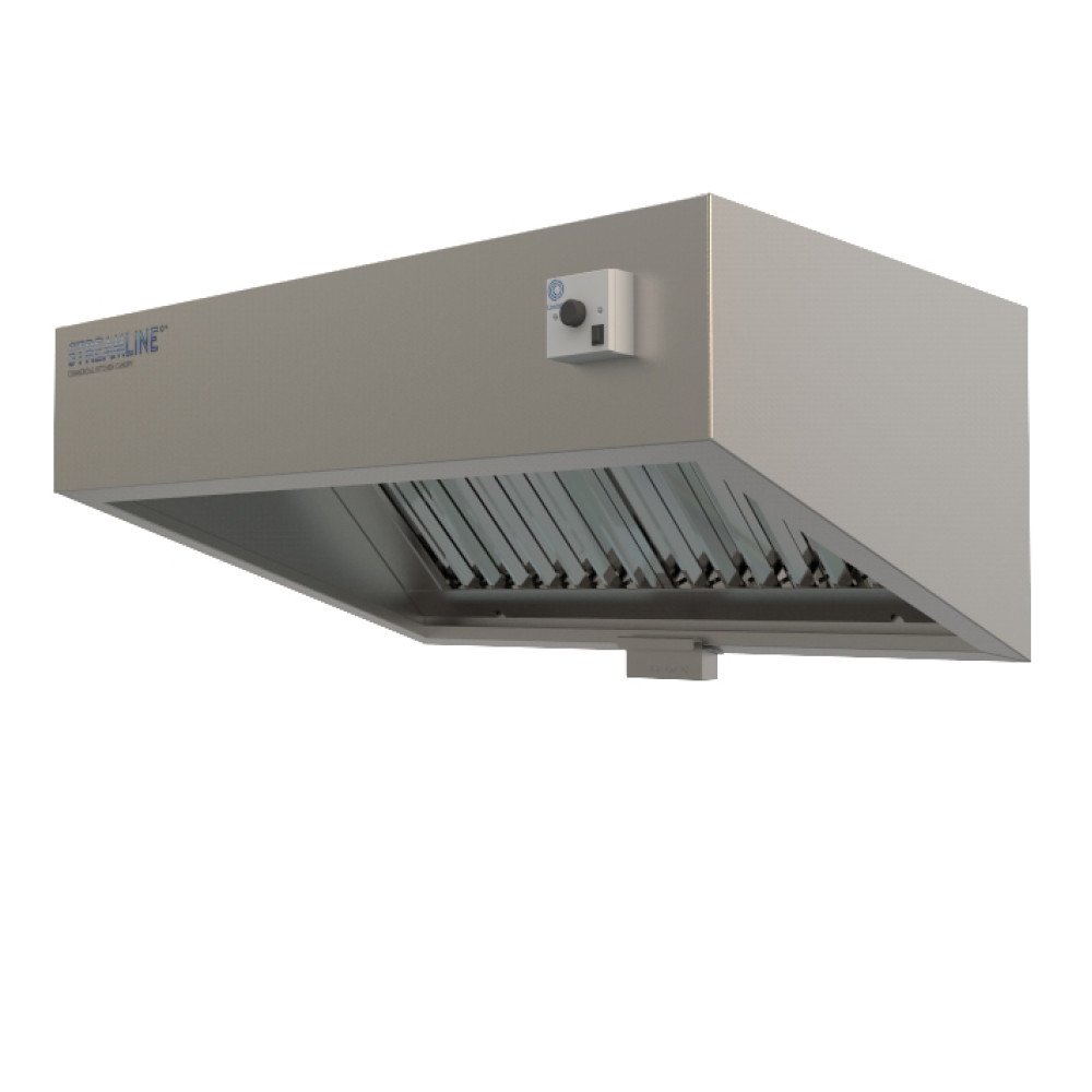 Commercial Kitchen Canopy Hood with Built-in Fan and Controller - Easy Installation Full Kit