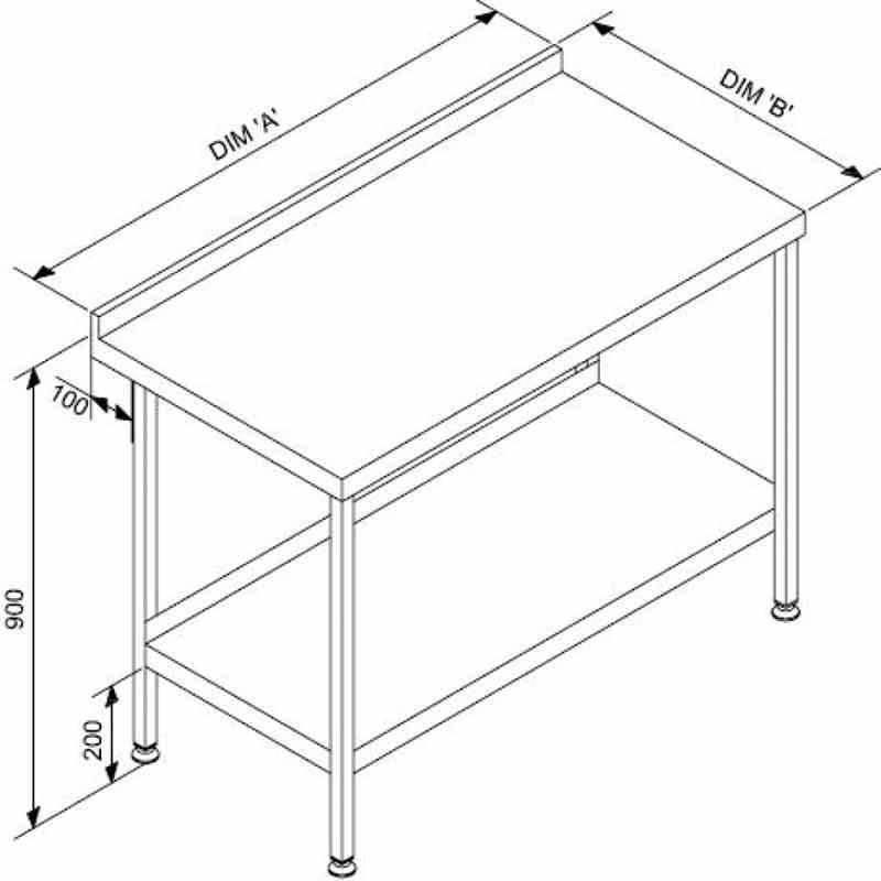 Stainless Steel Wall Table 600 mm depth