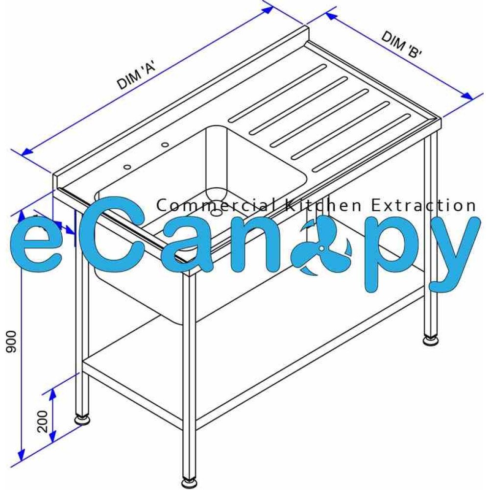 Commercial Catering Sink 650 Width 1200mm Length